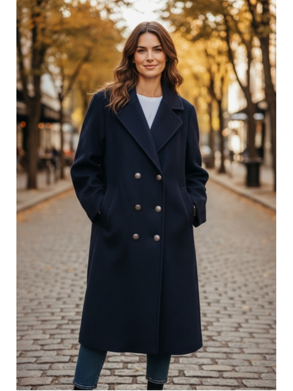 Women's Jofeld Wool Blend Coat Navy Size xl please see measurement